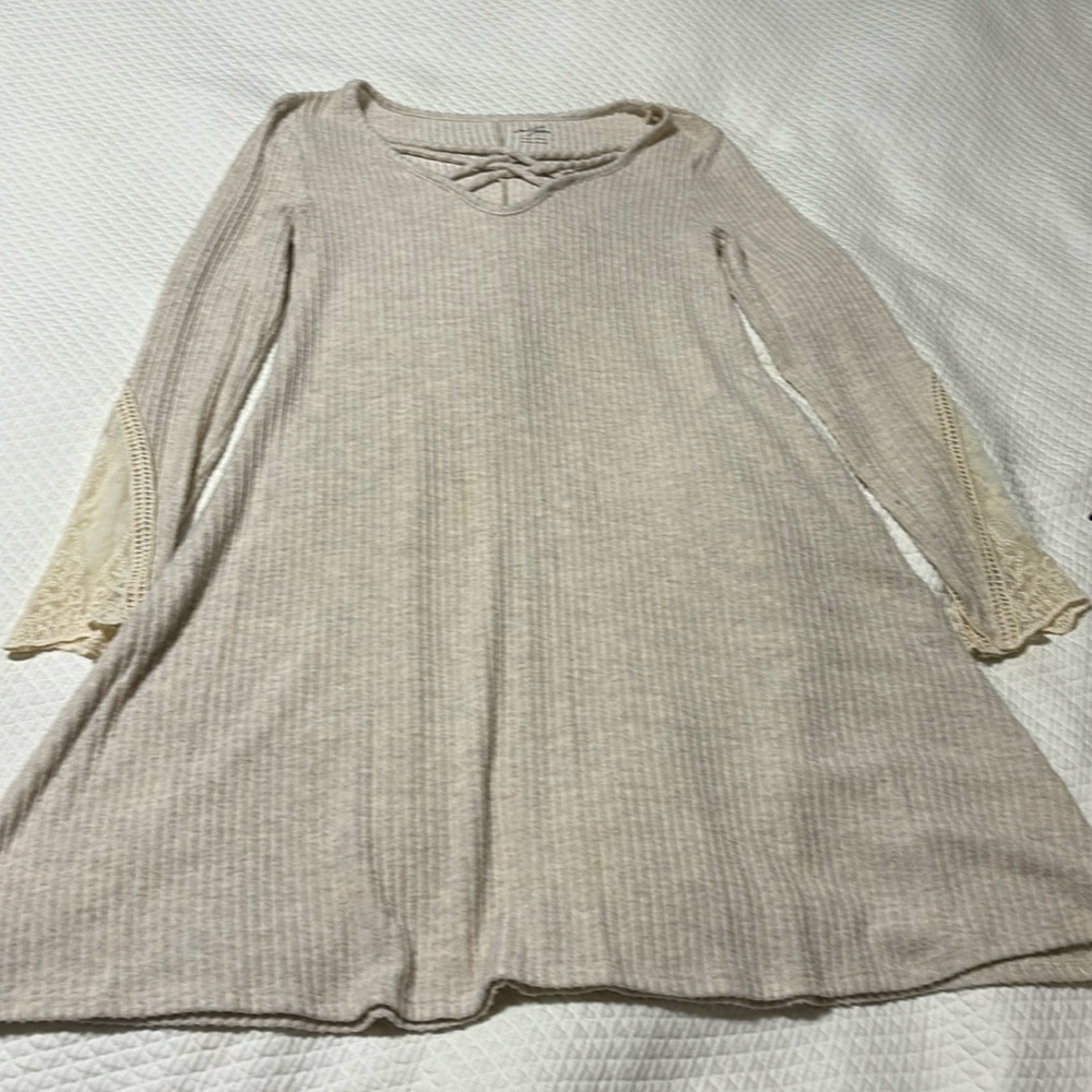 Women, size XS, Alyla, ribbed, mid length dress, Heathered beige/light grey